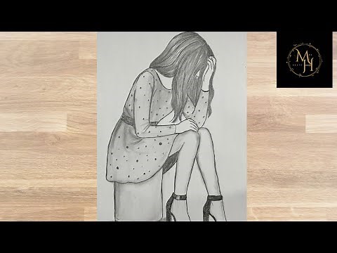 How to draw a sad girl step by step//pencil sketch of a sad girl //art video