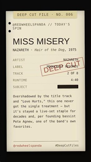 RWP Featured Deep Cut - Miss Misery (Nazareth)