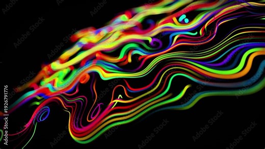 Abstract 3D Vortex: Multicolored Particles Creating Curle Noise-Like Swirls. Ideal for Backgrounds and Overlays.