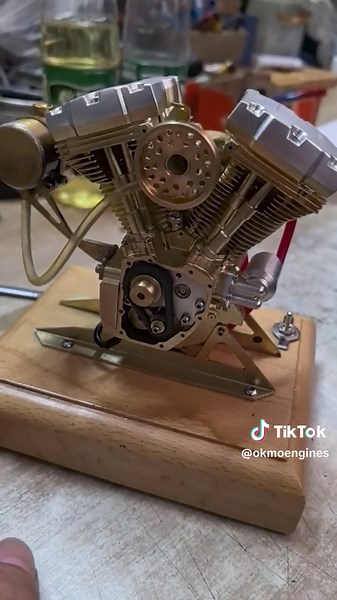 Harley engine test phase.#okmomodel #microcosmengine #engine #diyengine #enginemodel #diyengine