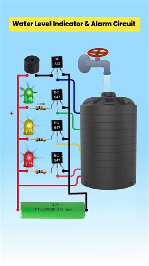 4-Level Water Indicator with Buzzer #Shorts