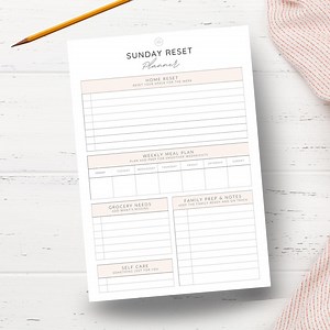 Sunday Reset Planner for Moms | Weekly Cleaning, Meal Prep & Family Organizer Checklist PDF - Etsy