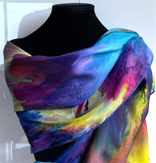 Hand Painted Pure Silk Scarf - Spettacolare - Etsy