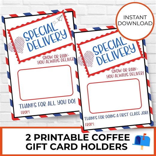 USPS Thank You Mail Carrier Christmas Gift Card Holder for Delivery Driver, Special Delivery Printable Postal Worker Gift From Customer - Etsy