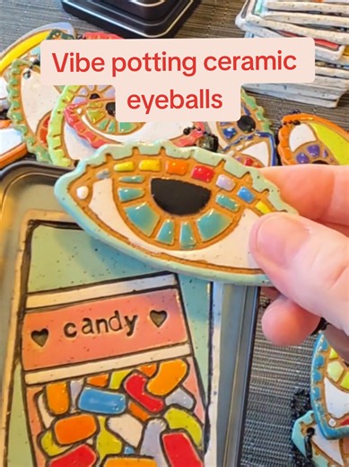 Packing up this weekend’s ceramic ACEO and art tile auction wins and adding a little extra magic — handmade ceramic eyeball charms as free art with every purchase, each pair vibe-matched to its tile because apparently “vibe potter” is now a legitimate job title. If you love pottery auctions, tiny handmade collectibles, ceramic artist trading cards, whimsical clay art, and affordable original art, come see what sold this week and get a preview of next week’s auction pieces starting at just $5. I’