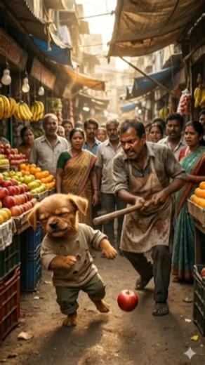 This poor puppy has no cash to buy a apple, the rich shopkeeper makes him sad #viral