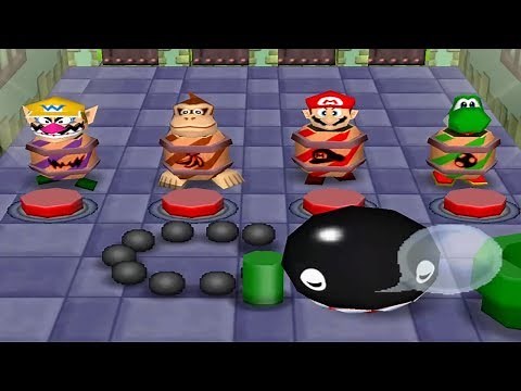 Mario Party 2 - 4 Player Minigames - Mario Yoshi DK Wario All Funny Minigames (Master CPU)