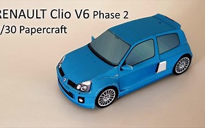Renault Clio V6 雷诺汽车 1:30 纸模型制作过程