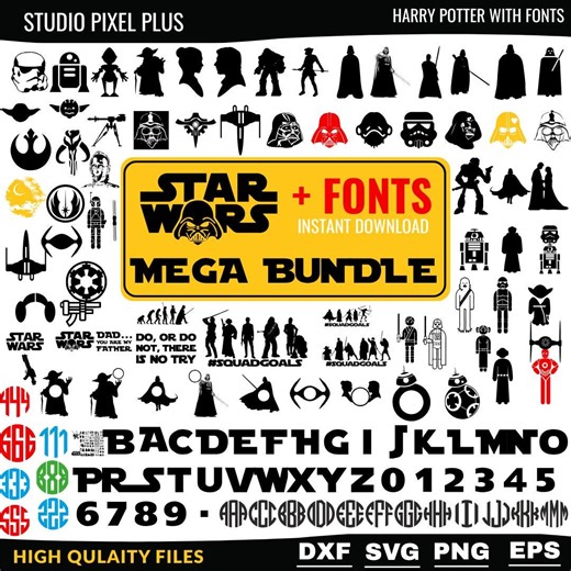 Starwars Svg, Star Wars Svg Bundle, Star Wars Png, Star Wars Clipart, Svg Files for Cricut, Darth Vader Svg, Mandalorian Svg, Layered Files - Etsy