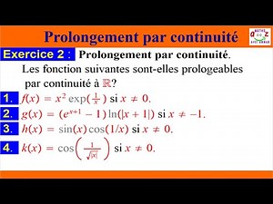 Analyse 1 : Exercice corrigé. Prolongement par continuité d'une fonction