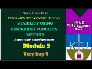 Stability using Describing function method | EE304 ACT | Module 5 | Previous year question |Dinu A G