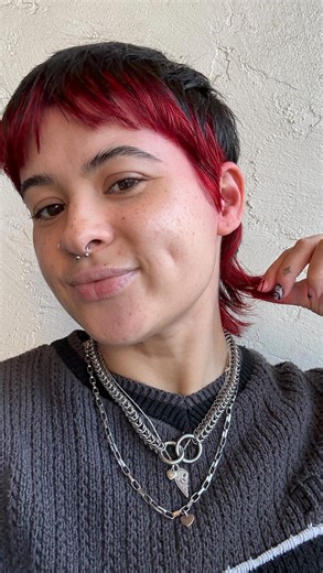 kary 🕸️ | androgynous fashion, lifestyle, & lgbtq+ on Instagram: "wedding hair unlocked 🔓♥️🥀 • androgynous fashion | non-binary style | queer creator | they them | trans | vivid hair | party color | queer hair style | transfiguration hair studio | philly | wedding hair | wedding prep"