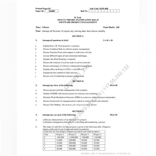 Software project management 22-23 question paper BTech| 3rd year |Aktu song|