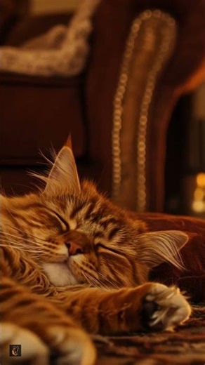 Cozy Kitten Napping by the Fireplace – Warm Ambience for Sleep, Relax & Calm Nights