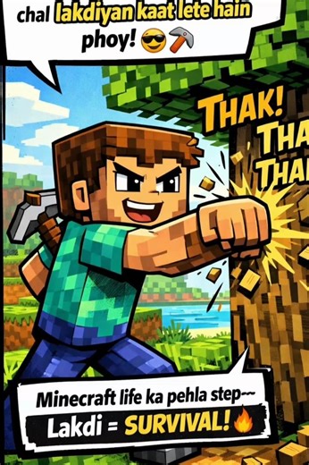 “Minecraft life first step / punching tree🌳❤#Shorts #Minecraft #MinecraftShorts