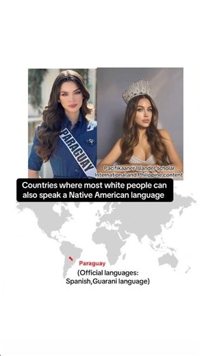 Countries where most white people can also speak a Native American language #geography #map #maps
