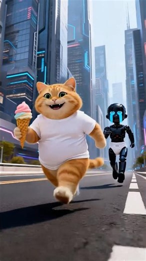 cat vs robot fight #shorts