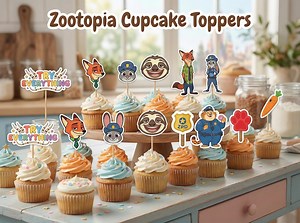 Zootopia Cupcake Toppers | Judy, Nick & Flash (printable) - Etsy