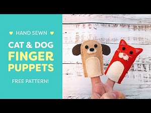 Hand Sewn Cat & Dog Finger Puppets