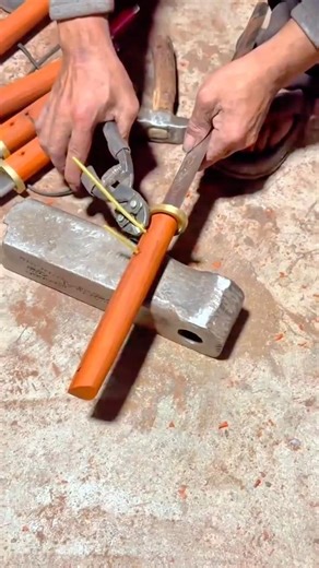 Cutting and Installing a Brass Pin to Secure the Wooden Handle of a Sword #shorts