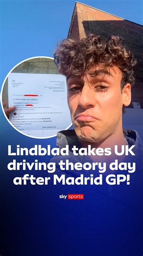 Just the day after the Madrid GP, Arvid Lindblad has taken and passed his UK driving theory test 🙌