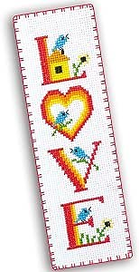 Povitrulya Love 'Birds' Counted Cross Stitch Bookmark Kit - DIY Embroidery Set for Adults with Paper Pattern, 16-Count Aida Canvas and Presorted Floss