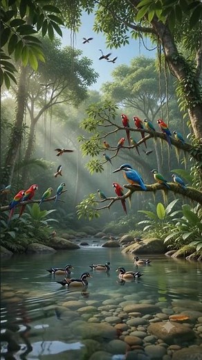 Colorful Birds in Tropical Rainforest | Relaxing Bird Sounds & Beautiful Nature 4K