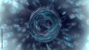 Atomic nucleus bubble simulation with animated background