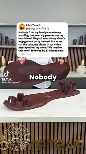 Nobody from my family came to my wedding, not even my parents nor my best friend. They all went to my sister's engagement party Instead. But as we cut the cake, my phone lit up with a message from my mom: