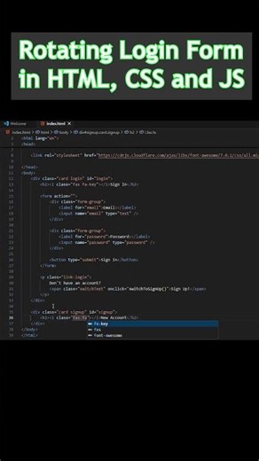 Rotating Login Form using HTML, CSS & JavaScript 🔄 | #shortsstory