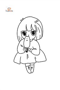 Girl Anime with Ice Cream coloring page ♥ Online and Print for Free!