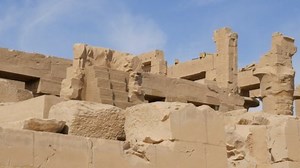The Historical Temple of Amun-Ra Has Survived to Our Times. Of Course, Not All the Architecture has Preserved, Some Buildings are Destroyed for Today. The Remains of Buildings are Near the Ruins.