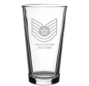 7.62 Design Personalized U.S. Air Force Tech Sergeant Rank 16 oz. USAF Pint Beer Glass - Made In The USA