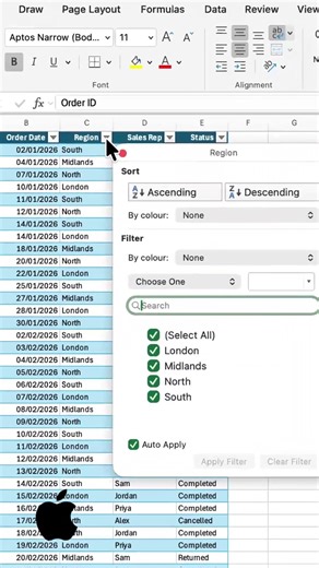 Mac does table filters better! #excel