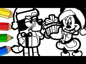 Drawing and Coloring Bluey and Minnie During Christmas 🐶🎁🎅❤️ Bluey and Minnie Mouse Christmas