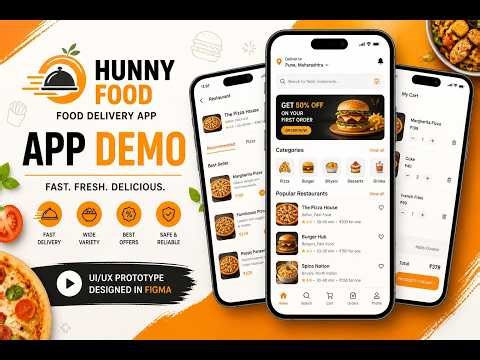 HUNNY FOOD – Food Delivery App UI/UX Prototype | App Demo