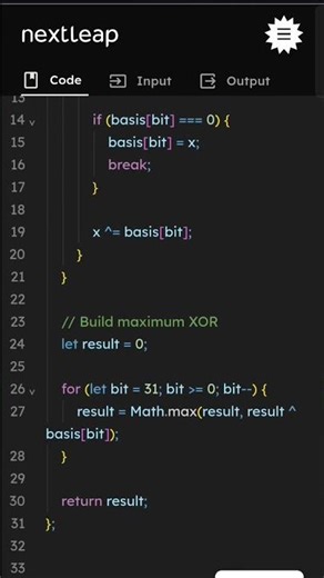 Maximum XOR from Two Subsequences | Linear Basis Trick | Hard DSA Problem | JavaScript