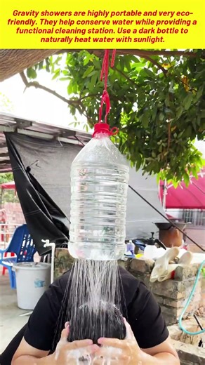 Creative Outdoor Shower Hack Using A Large Plastic Bottle