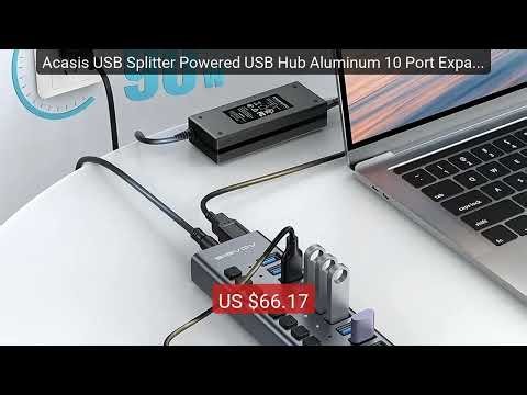 Acasis USB Splitter Powered USB Hub Aluminum 10 Port Expander ... — Best Buy 2026 | Great Quality!