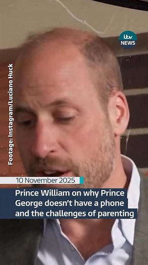 The Prince of Wales has said not allowing his 12-year-old son Prince George to have a mobile phone has ‘become a little bit of a tense issue’. Prince William was interviewed by broadcaster Luciano Huck in Brazil, who shared the conversation on his Instagram. #itvnews #royals #princewilliam #parenting | ITV News