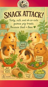 2.9K views · 110 reactions | Discover 5 fun and healthy guinea pig treat ideas in this adorable “Snack Attack” guide! From bell pepper boats to frozen summer snacks, these piggy-approved recipes are safe, easy, and enrichment-friendly. #AdoptDontShop #GuineaPigLife #guineapigcare #guineapiglove #piggys #Guinea #cavylove #guineapigsofinsta #CavyWhisperer #guineapigs #piggy | The Cavy Whisperer | Facebook