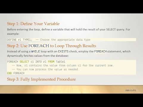 How to Access a Variable in a WHILE Loop in Informix SQL 11.5