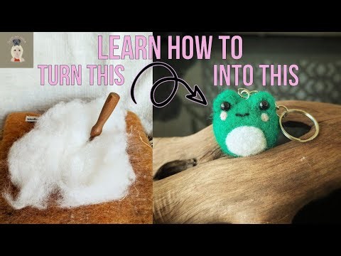 Cute Felted Frog Keychain Charm // Needle Felting Tutorial