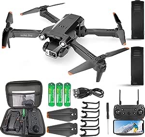 Smart Drone 4K Camera-Obstacle Avoidance,120 degreeRemote Control Adjustable Lens,Foldable 4K FPV,One-key start /Altitude Hold/Gestures Selfie/3D Flips, 2 Batteries Kids Adults Black Mini Drone