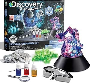 Discovery Kids 25-Piece Lab Crystal Growing Kit, Includes Mold Shapes & LED Light Display Stand