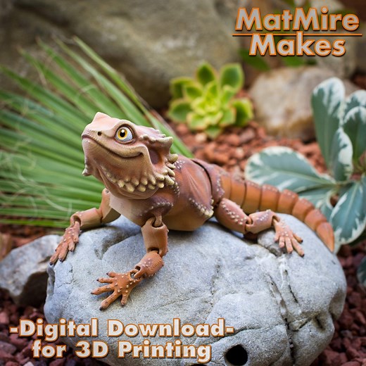 Bearded Dragon Digital .STL File for 3d Printing, Articulated Fidget Figure, Print-in-place Body, Multicolor 3MF, Cute Flexi - Etsy