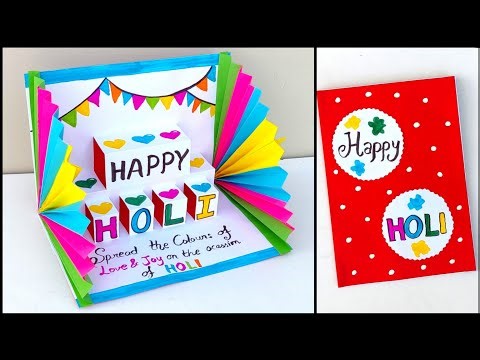 Happy Holi greeting card making 2026 / DIY Holi pop up card / Holi card ideas handmade easy