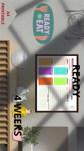 Organize Your Kitchen: Weekly Meal Planner A4 Printable 🍎