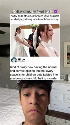 Angry bride struggles through vows as guest lets baby cry during adults-only' ceremony