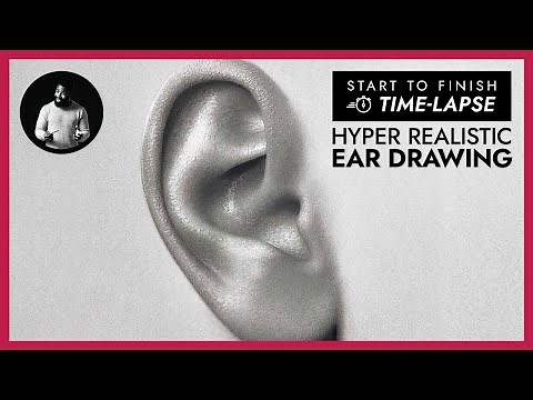 Hyper Realistic Ear Drawing - Full Start to Finish Time-lapse
